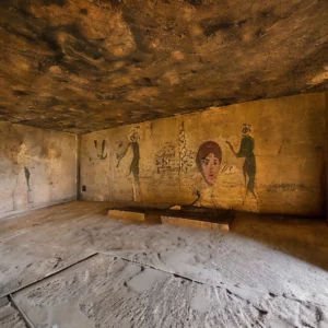 Artistic representation for Ancient Roman Tombs With Vibrant Wall Paintings Open To Public In Ashkelon , Israel