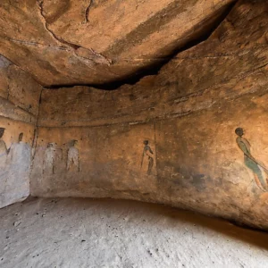 Artistic representation for Ancient tombs with vibrant wall paintings open to public in southern Israel