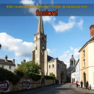 Artistic representation for €8m revitalization: kilkenny's tholsel & medieval mile fusion!